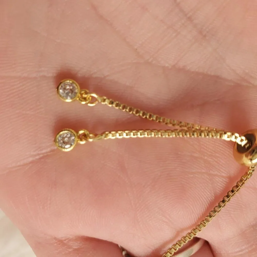 Gold or Silver Rhinestone Sister Slider Bracelet